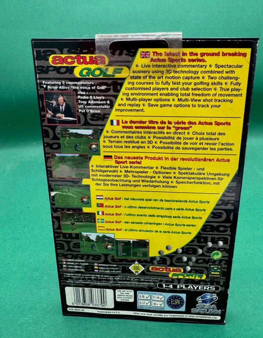 Actua Golf per Sega Saturn PAL con custodia e manuale