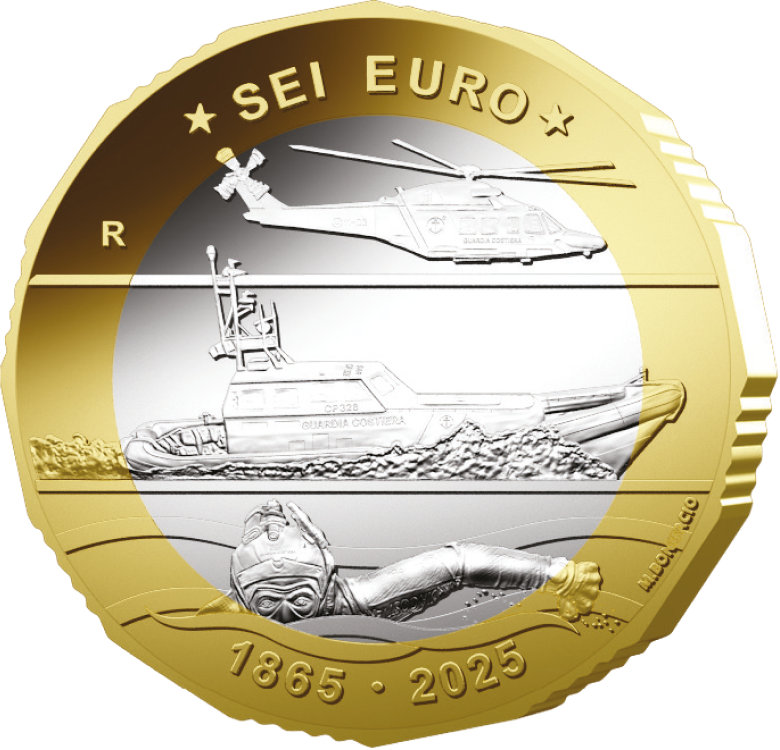 6 Euro Italia 2025 Capitanerie di Porto Guardia Costiera 160° Ann. Fior di Conio
