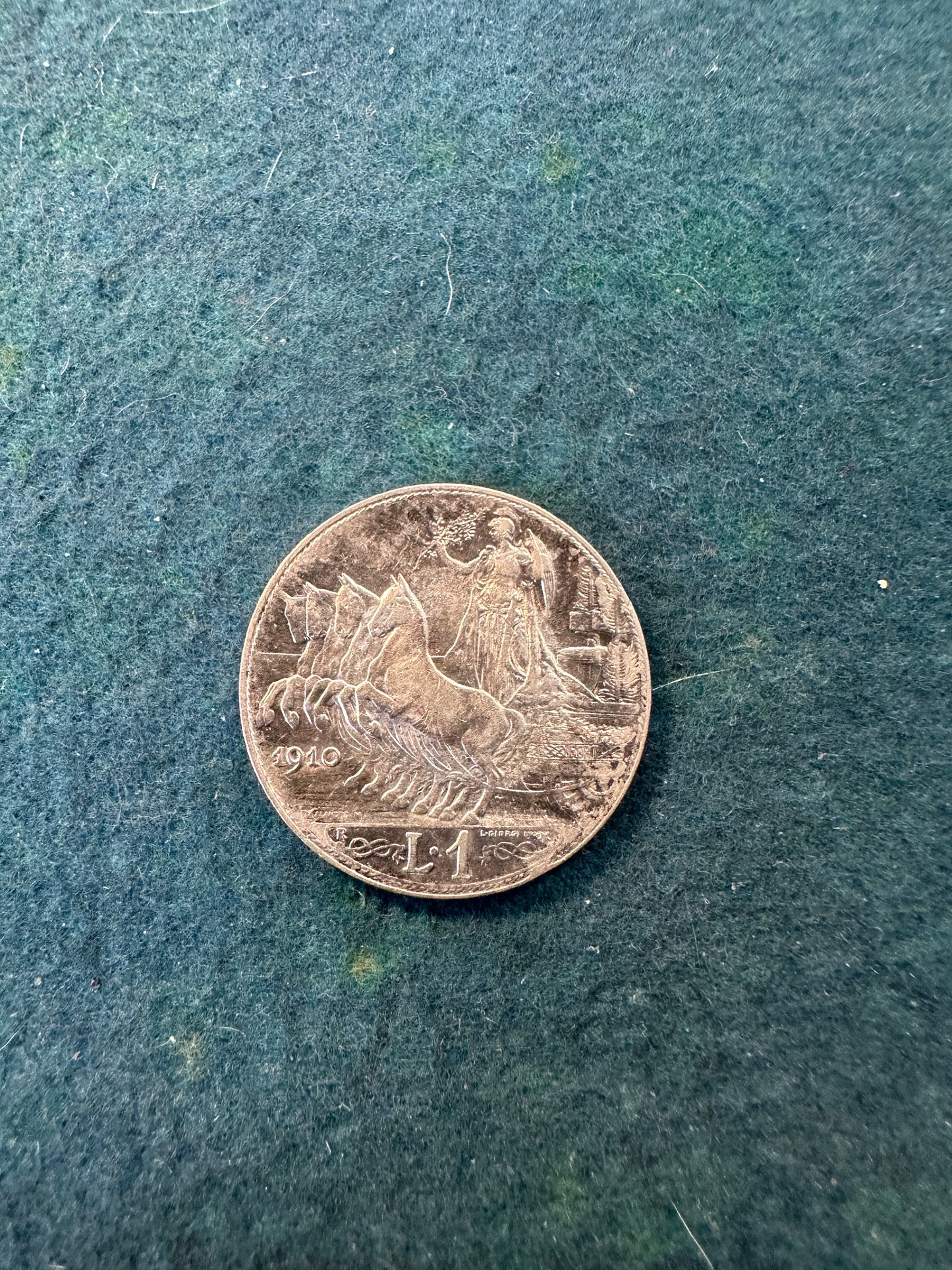 1 Lira 1910 Quadriga veloce Vittorio Emanuele III 1900- 1943 Regno D'Italia Silver Coin Argento
