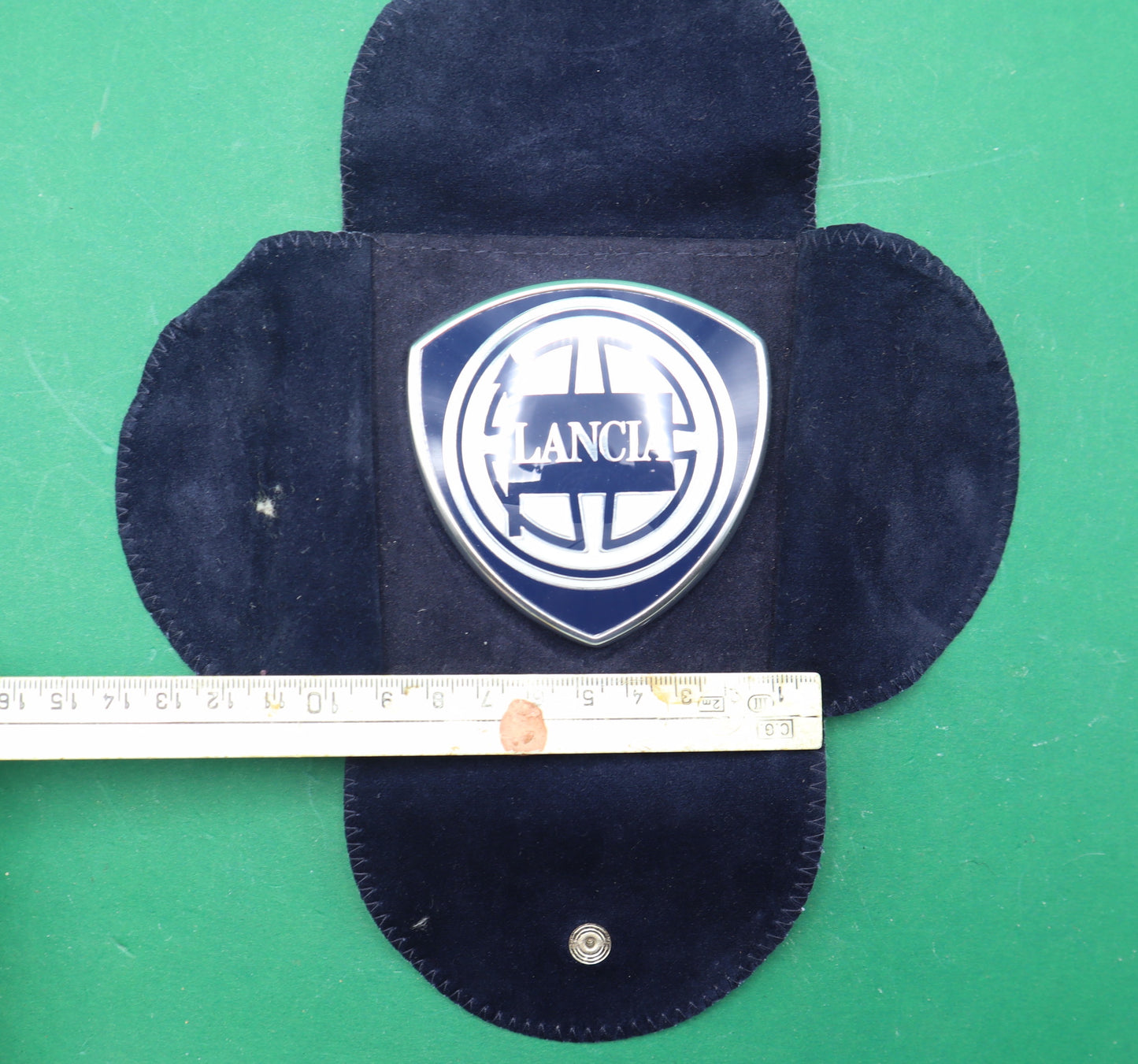 Vintage Lancia Car Emblem Enamel logo with Velvet pouch paper holder