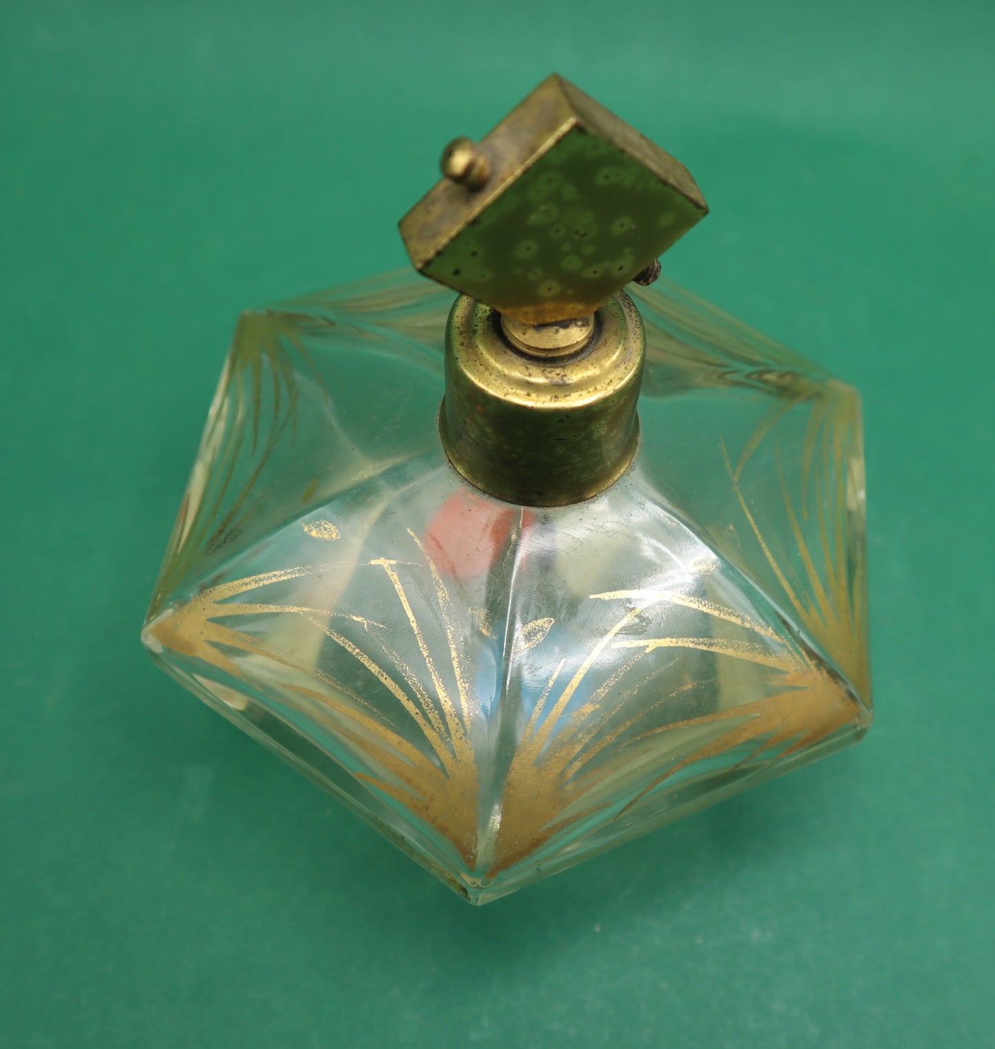 Vintage Bottiglia Perfumo Vetro oro Toeletto da collezione