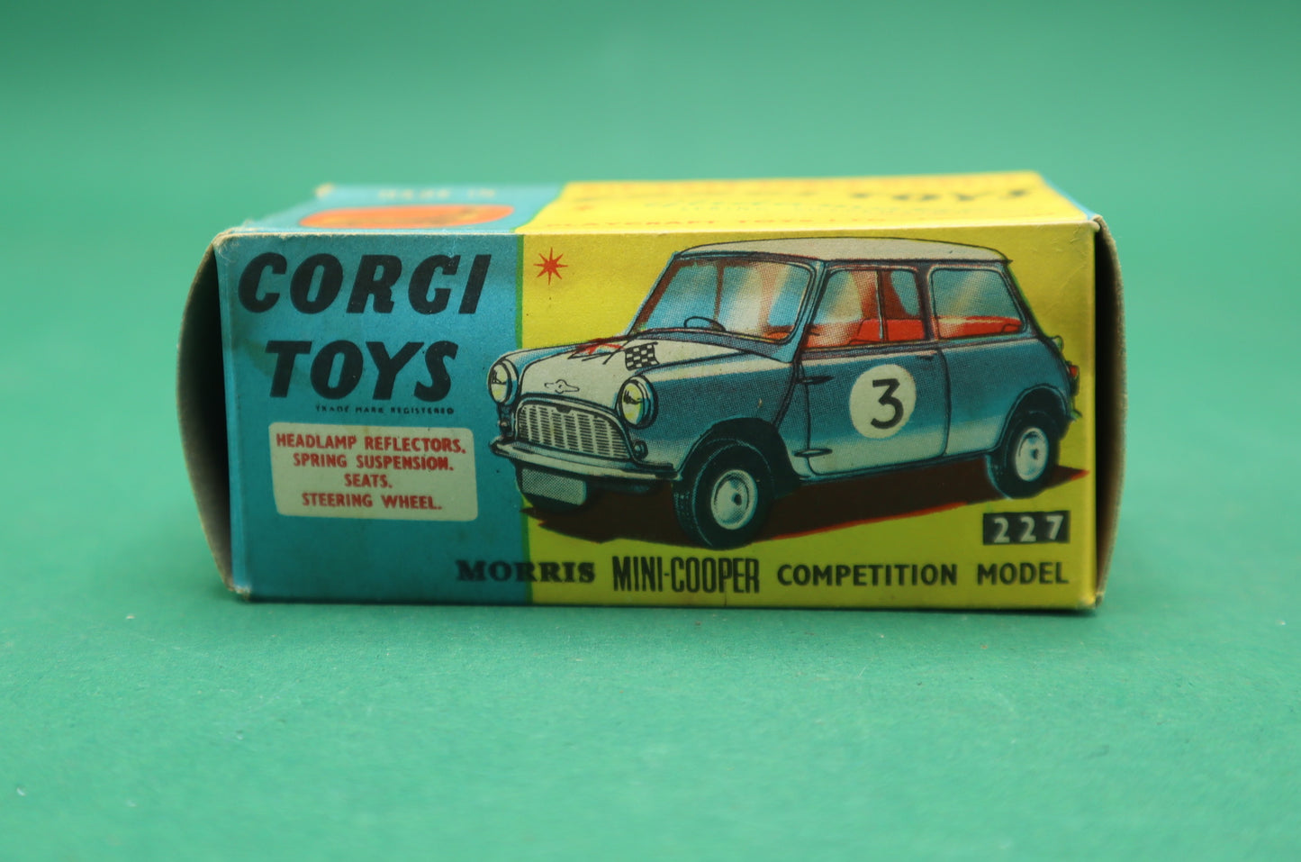 CORGI TOYS - 227- MORRIS MINI COOPER COMPETITION MODEL S - Blue SCATOLA ORIGINALE 1/43