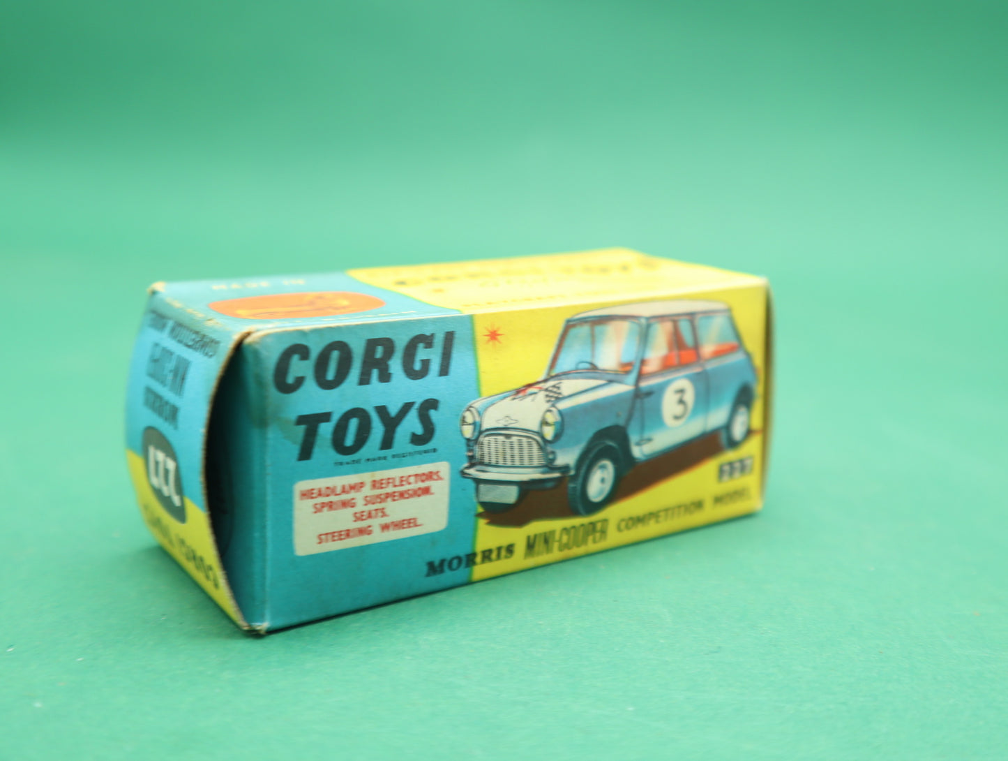 CORGI TOYS - 227- MORRIS MINI COOPER COMPETITION MODEL S - Blue SCATOLA ORIGINALE 1/43