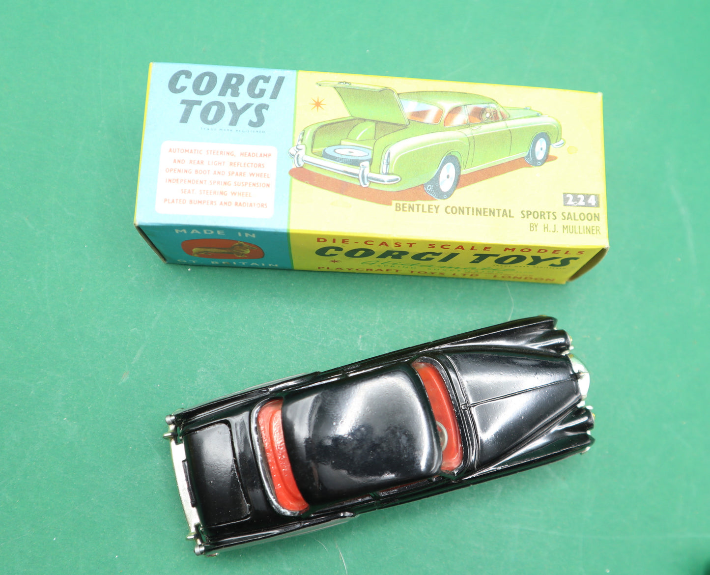 CORGI TOYS - 224- BENTLEY CONTINENTAL SPORTS SALOON- GREY/BLACK SCATOLA ORIGINALE 1/43