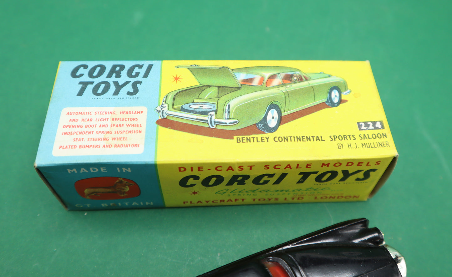 CORGI TOYS - 224- BENTLEY CONTINENTAL SPORTS SALOON- GREY/BLACK SCATOLA ORIGINALE 1/43