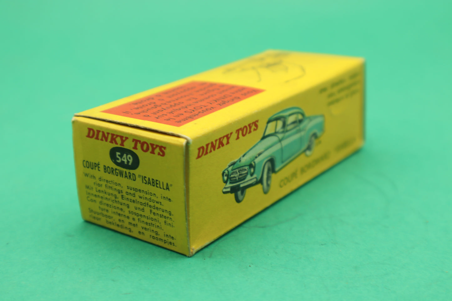 DINKY TOYS -549- COUPE BORGWARD ''ISABELLA'' - GRIGIO -MECCANO FRANCE- SCATOLA ORIGINALE 1/43