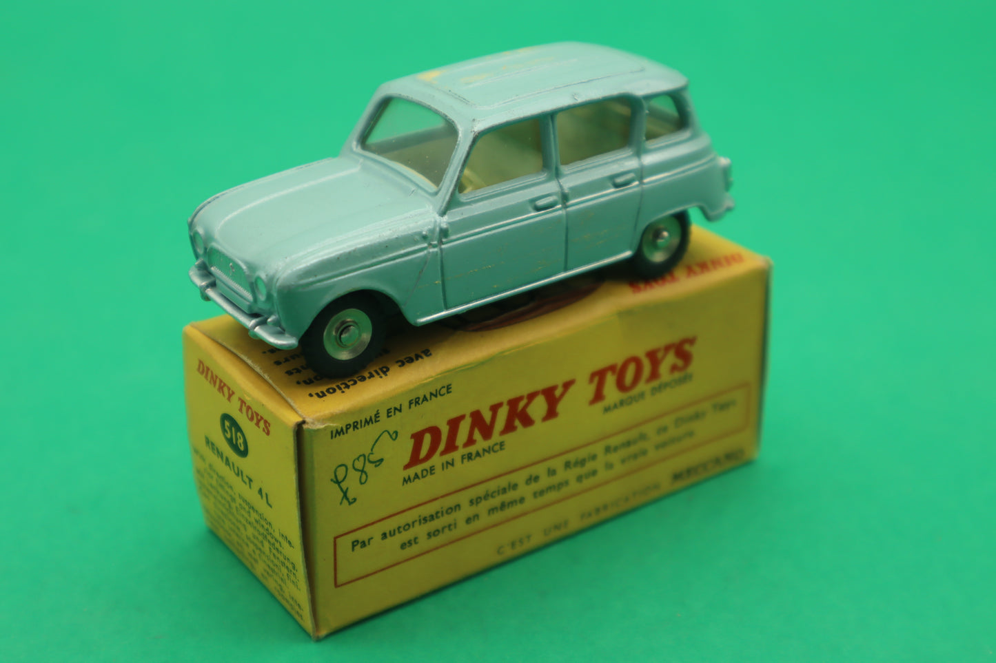DINKY TOYS -518- RENAULT 4L- GRIGIO BLU -MECCANO FRANCE- SCATOLA ORIGINALE 1/43