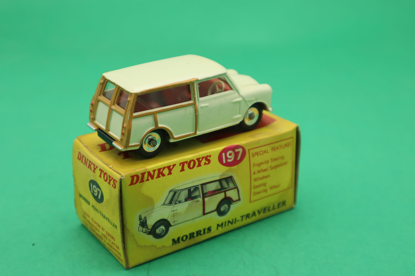 DINKY TOYS - 197- MORRIS MINI TRAVELLER- CREMA -MECCANO ENGLAND- SCATOLA ORIGINALE 1/43