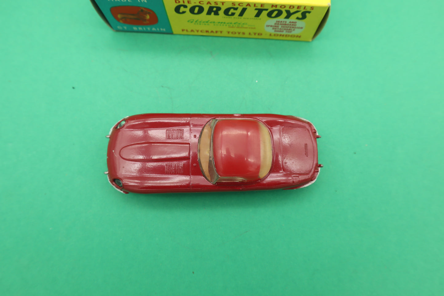 CORGI TOYS - 307- E TYPE JAGUAR - ROSSO - PLAYCRAFT TOYS LTD LONDON- SCATOLA ORIGINALE 1/43