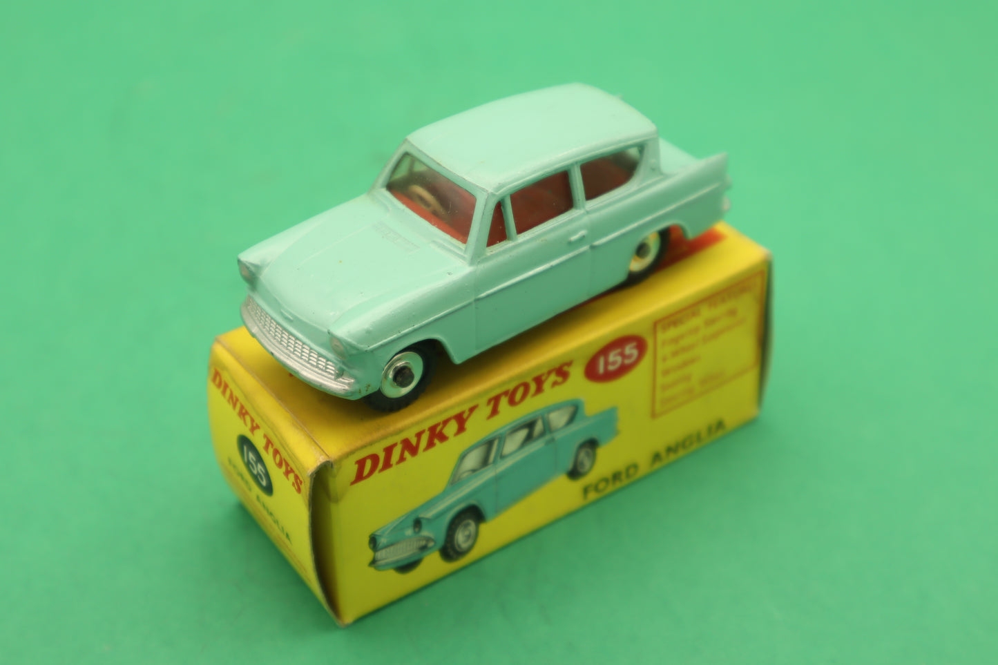 DINKY TOYS - 155- FORD ANGLIA -VERDE ACQUA - MECCANO ENGLAND - SCATOLA ORIGINALE 1/43