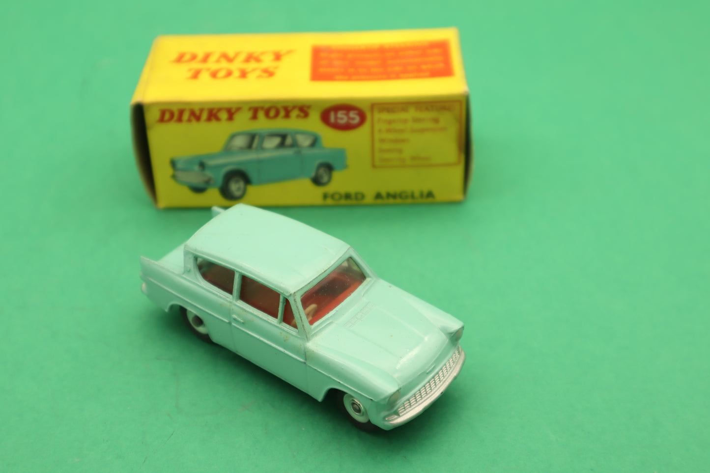 DINKY TOYS - 155- FORD ANGLIA -VERDE ACQUA - MECCANO ENGLAND - SCATOLA ORIGINALE 1/43