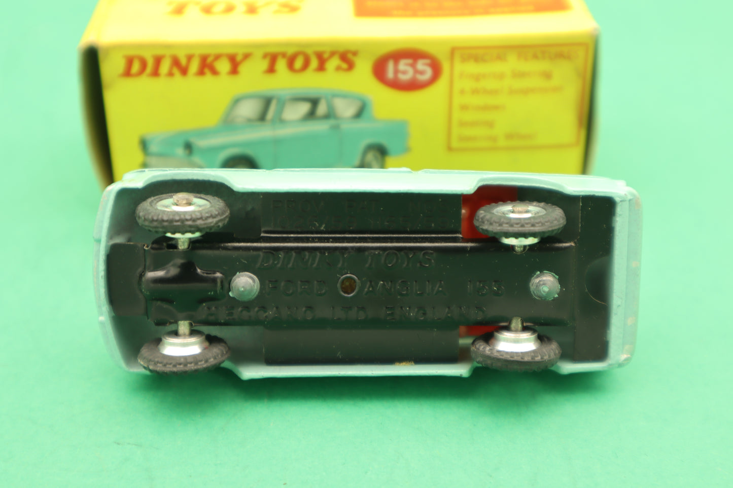 DINKY TOYS - 155- FORD ANGLIA -VERDE ACQUA - MECCANO ENGLAND - SCATOLA ORIGINALE 1/43