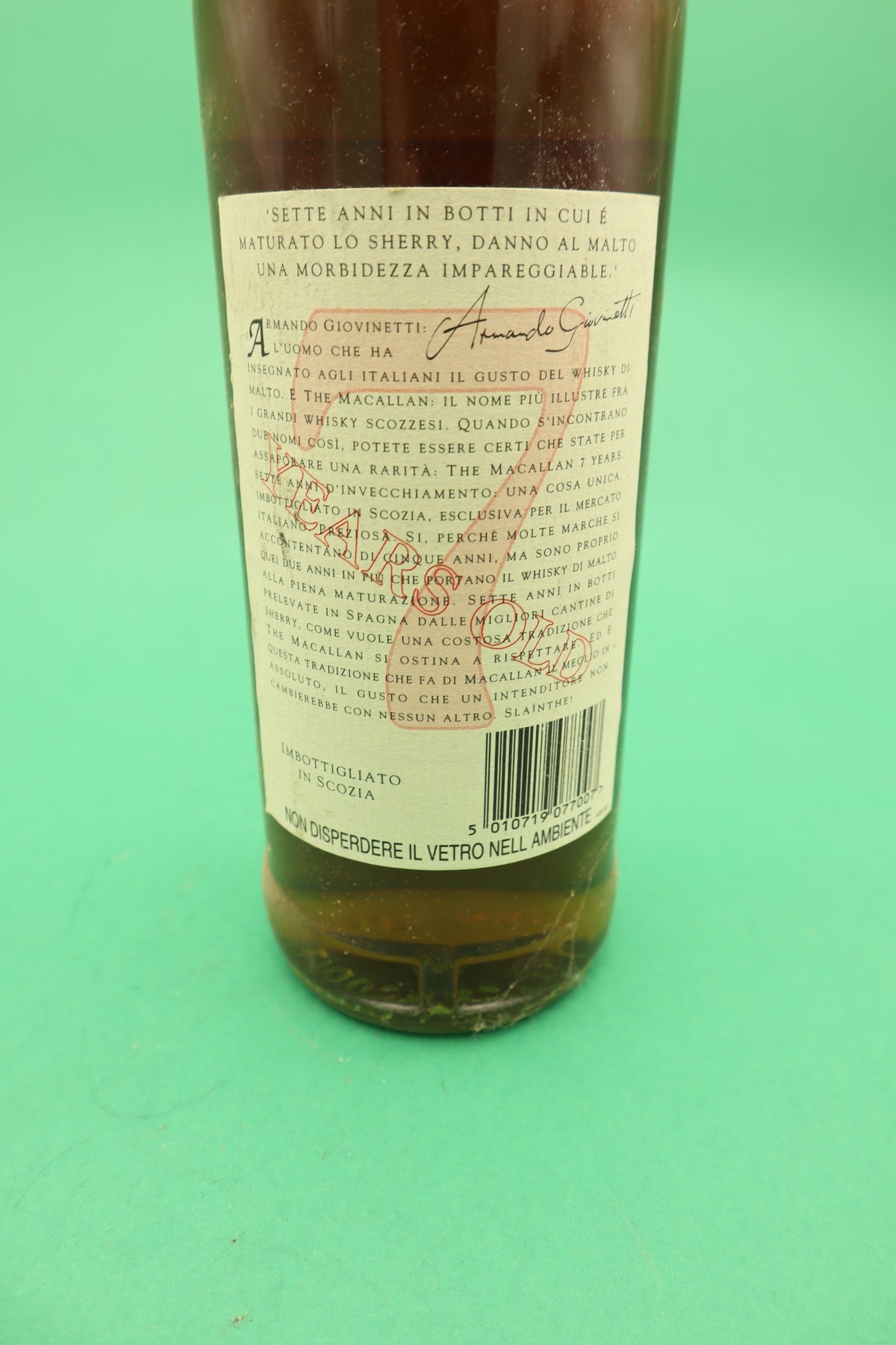 Whisky The Macallan 7 Years Giovinetti e Figli bott. anni 70