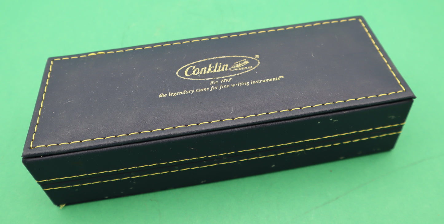 CONKLIN DURAGRAPH Ballpoint Pen Black orange NIGHT BARREL DESIGN resin Original Box DOCUMENTS Made in USA