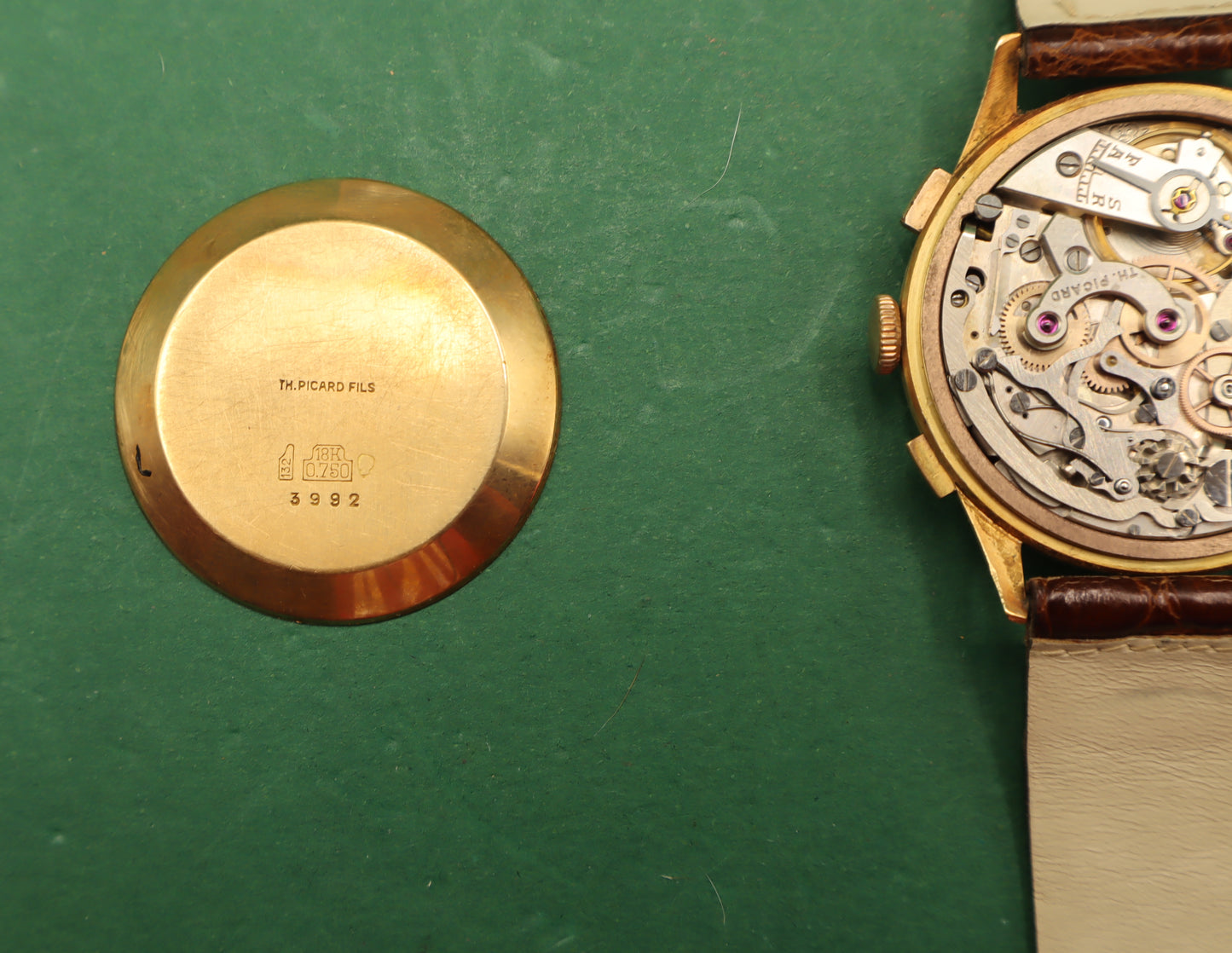 Chronograph Th. Picard Fils La Chaux-de-Fonds Incabloc 17 Jewels 18K 750 Gold