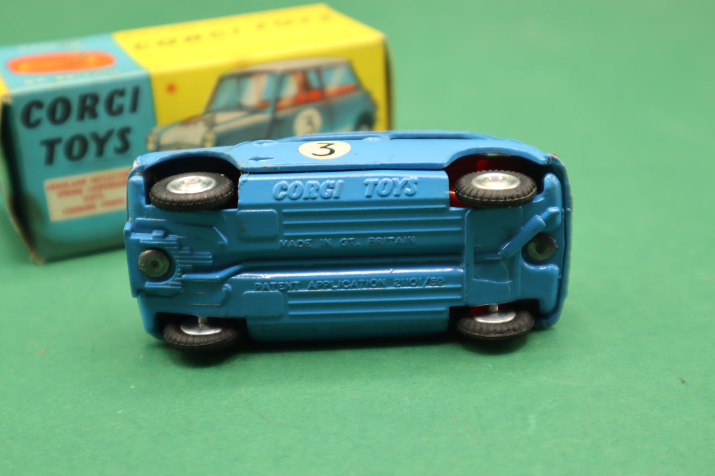 CORGI TOYS - 227- MORRIS MINI COOPER COMPETITION MODEL S - Blue SCATOLA ORIGINALE 1/43