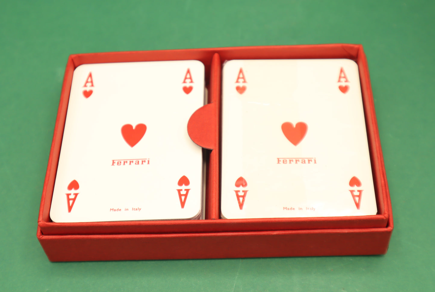 Ferrari Modiano Vintage Doppio Mazzo di carte con scatola Ferrari personalizzata RARO