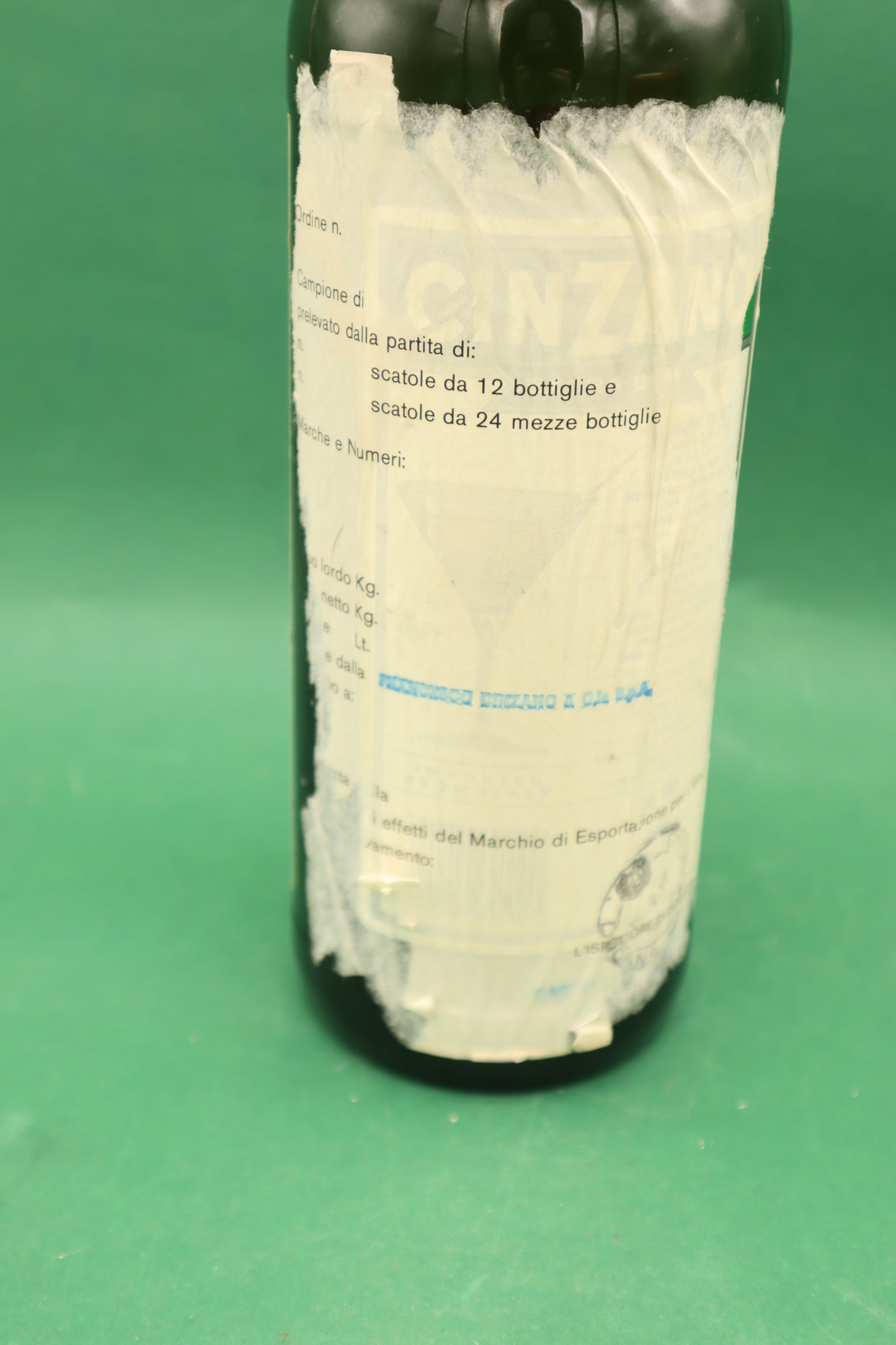 Cinzano Vermouth Extra Dry 1960s - 1 Rare Bottle with Customs Seal Dogana