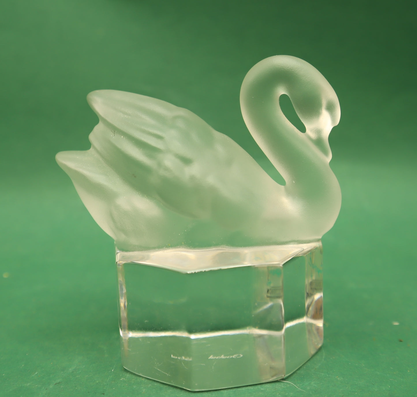 Vintage Goebel Swan Figurine Frosted Glass Paperweight Signed Germany