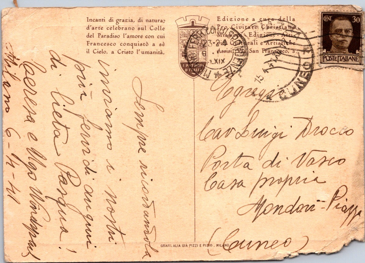 Cartolina Assisi provincia di Perugia – Basilica di San Francesco Vintage Postcard Italy