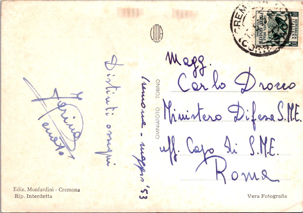Cartolina Cremona – Ponte sul Po Vintage Postcard Italy