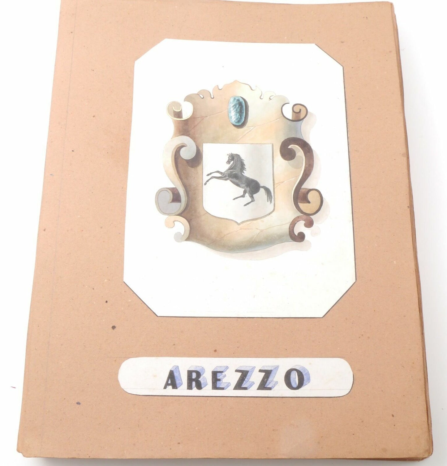 Acquarello XIX Emblema 800 Arezzo Toscana Tuscany Italy Watercolour Inc. Cioffi