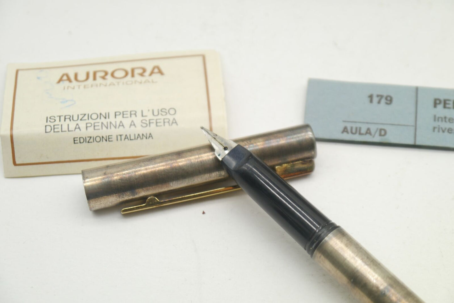 Auretta Aurora Lusso Penna Placcata in Argento e Oro con scatola