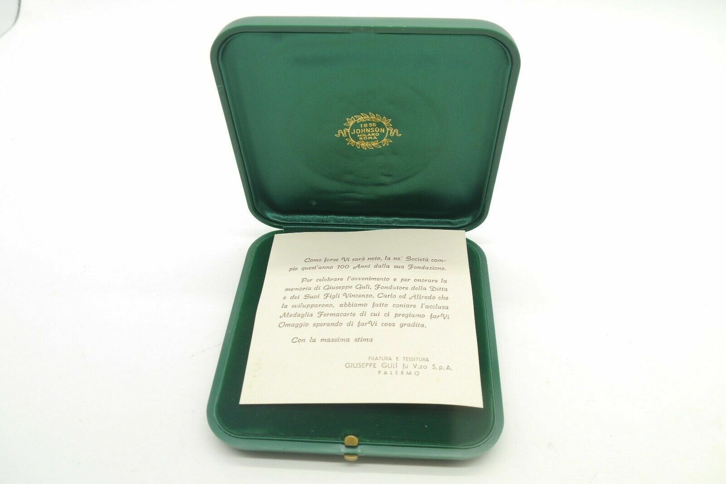 Medaglia 100 Filatura Tessitura Giuseppe Guli Palermo 1982 Br Teruggi Jonhson