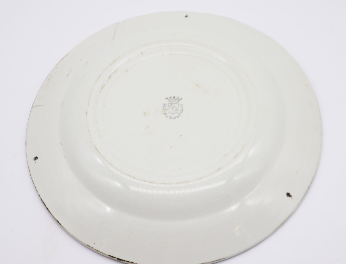 Vintage Ceramica 'Quando questo Gallo cantera Credito si fara' Ved. Besio & Figlio