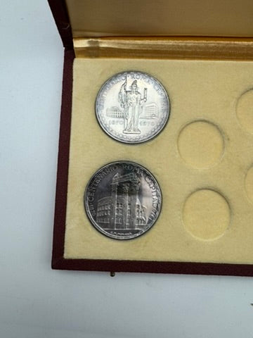 Guinea Equatoriale Monete Argento 1970 – Lotto di 4 Monete da 150 Pesetas in Argento 999,9‰ – Roma Capitale –   Cofanetto Originale