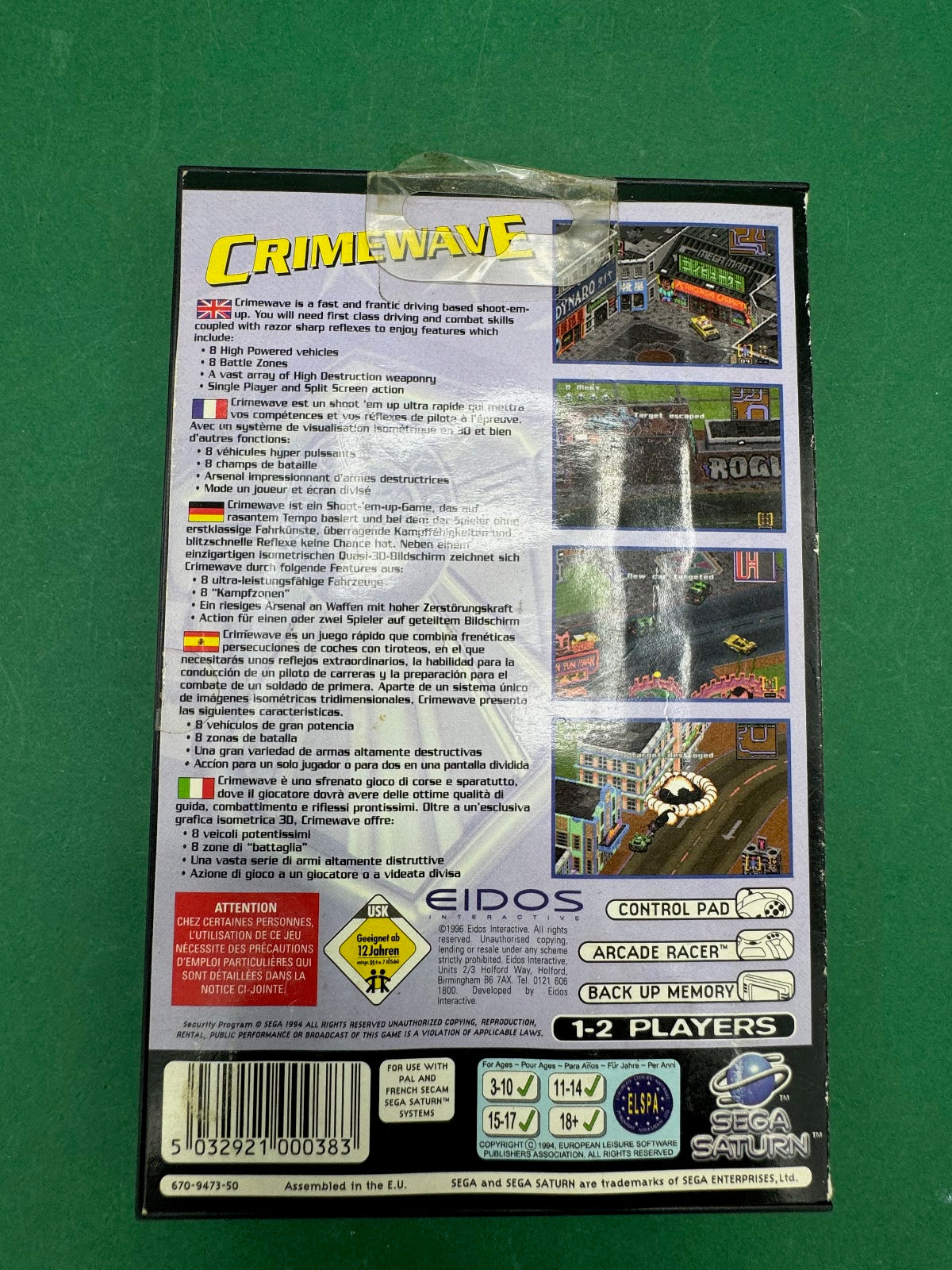 Crimewave per Sega Saturn PAL con custodia e manuale