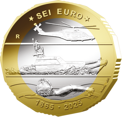 6 Euro Italia 2025 Capitanerie di Porto Guardia Costiera 160° Ann. Fior di Conio