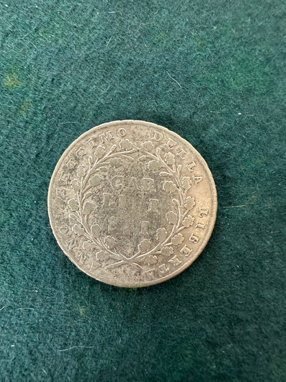 1/2 Piastra da 6 Carlini  Republica Napoletana 1799 Anno VII Silver Coin Argento
