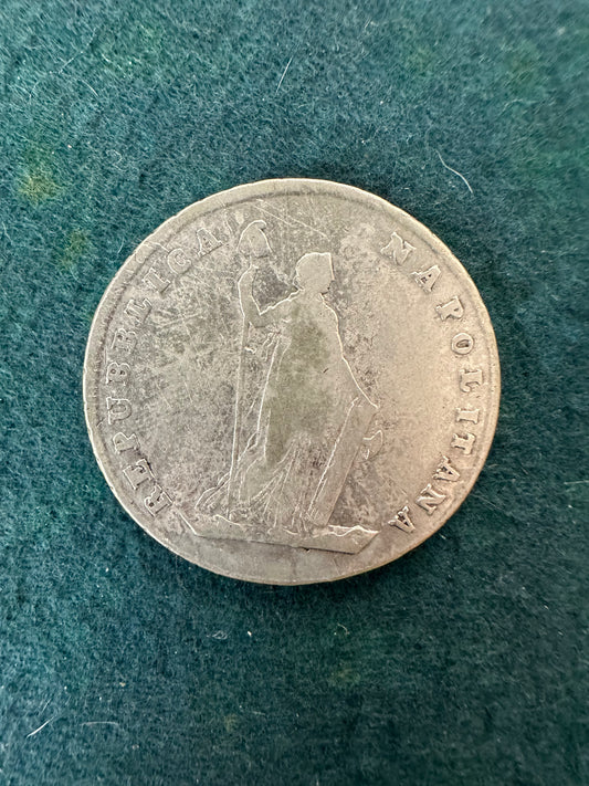 1/2 Piastra da 6 Carlini  Rebublica Napoletana 1799 Anno VII Silver Coin Argento
