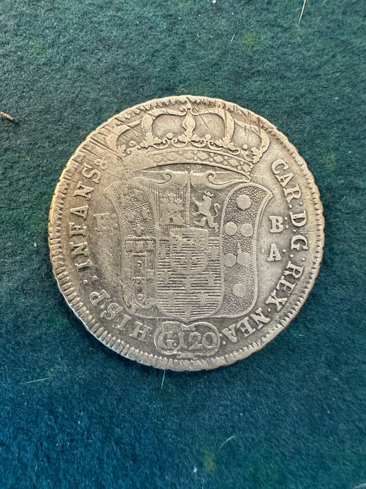 Piastra da 120 Carlo di Barbone 1735 Regno di Napoli Silver Coin Argento