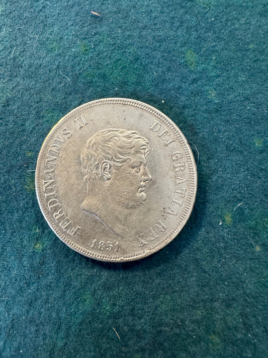 Piastra da 120 Fernando II di Borbone 1851 Regno delle due Sicilie Silver Coin Argento