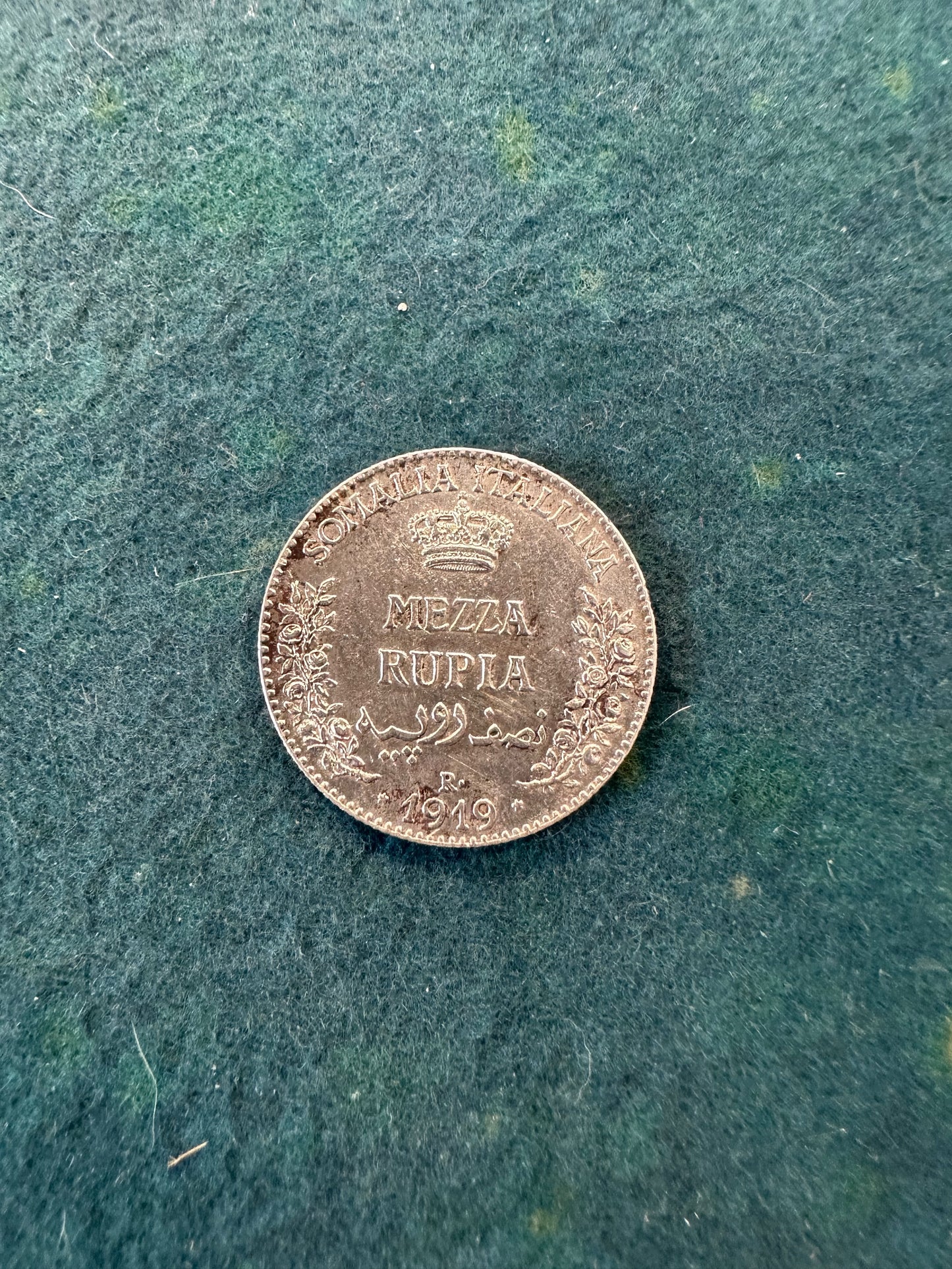 1/2 Rupia 1919 Vittorio Emauele III  1909-1925 Somalia Italiana  Silver Coin Argento