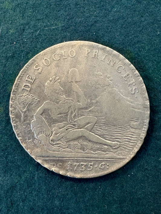 Piastra da 120 grana 1735 Carlo di Borbone 1734- 1759 Regno Di Napoli Silver Coin Argento