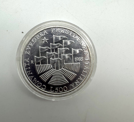 Italia Argento L.500 Presidenza Europa 1985