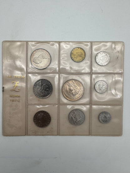 Italia Serie Divisionale Zecca 1970 con 500 Lire e 1000 Lire Argento FDC Repubblica Italiana