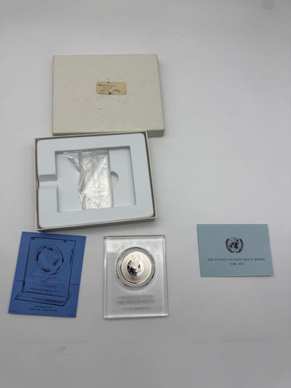 ONU Franklin Mint Medaglia Commemorativa United Nations con Confezione Originale