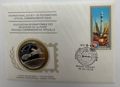 Apollo Soyuz 1975 Medaglia Argento 925‰ Missione USA URSS Space Franklin Mint