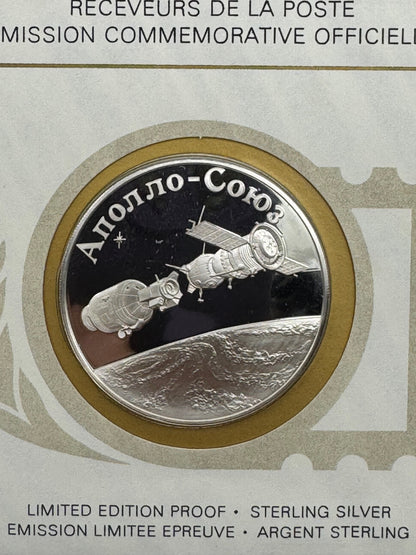 Apollo Soyuz 1975 Medaglia Argento 925‰ Missione USA URSS Space Franklin Mint (Copy)