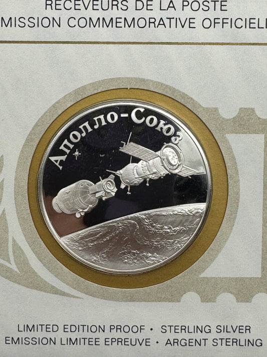 Apollo Soyuz 1975 Medaglia Argento 925‰ Missione USA URSS Space Franklin Mint