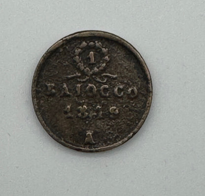 Moneta Preunitaria 1 Baiocco della Repubblica Romana del 1849