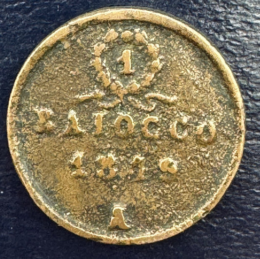 Moneta Preunitaria 1 Baiocco della Repubblica Romana del 1849
