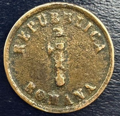 Moneta Preunitaria 1 Baiocco della Repubblica Romana del 1849