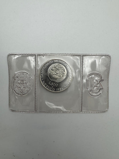 Italia Lire 500 Argento 1986 Mondiali Calcio Messico 1986 FDC Confezione Originale
