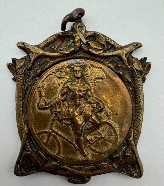 Medaglia Sportiva Ciclistica Liberty Art Nouveau in Bronzo – Francia ca. 1900