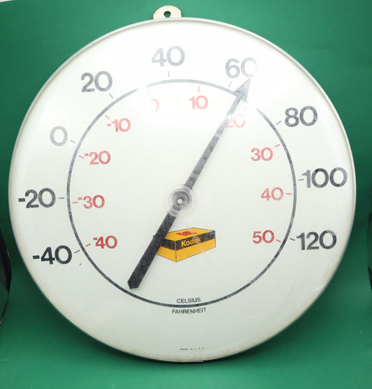 Vintage Kodak Promotional Thermometer in Celsius and Fahrenheit Large wall Mounted